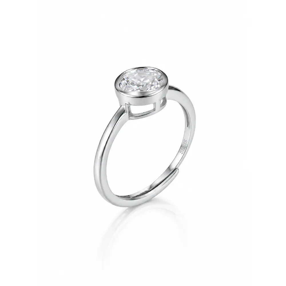 S925 Silver Simple 1 Carat Moissanite Ring detail 1
