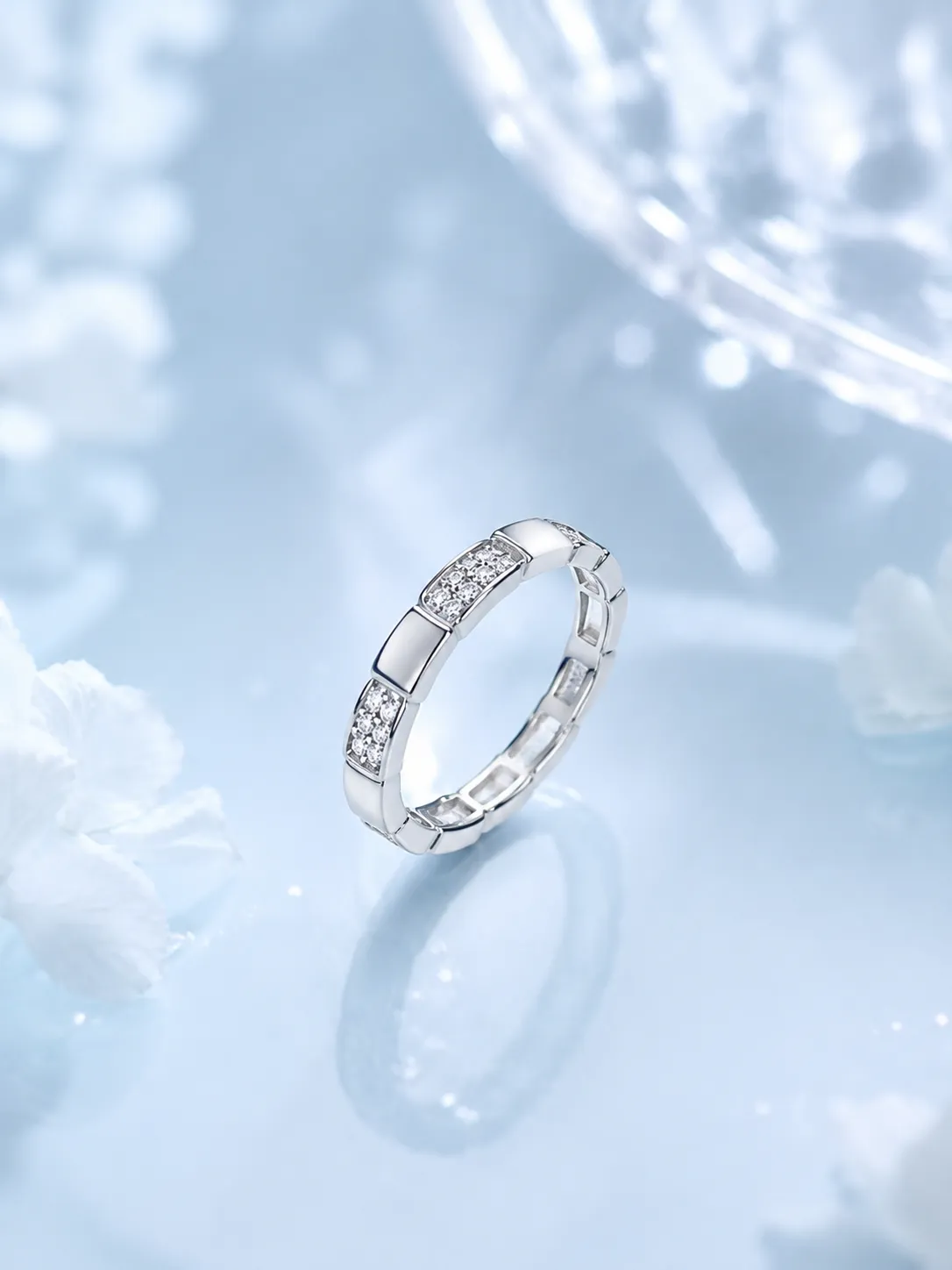 S925 Silver Moissanite Simple Snake Ring detail 1