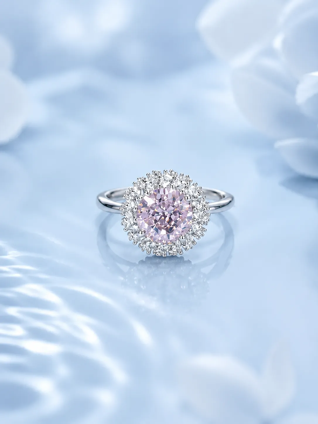 S925 Silver Frosted Flower Cut Ring detail 1