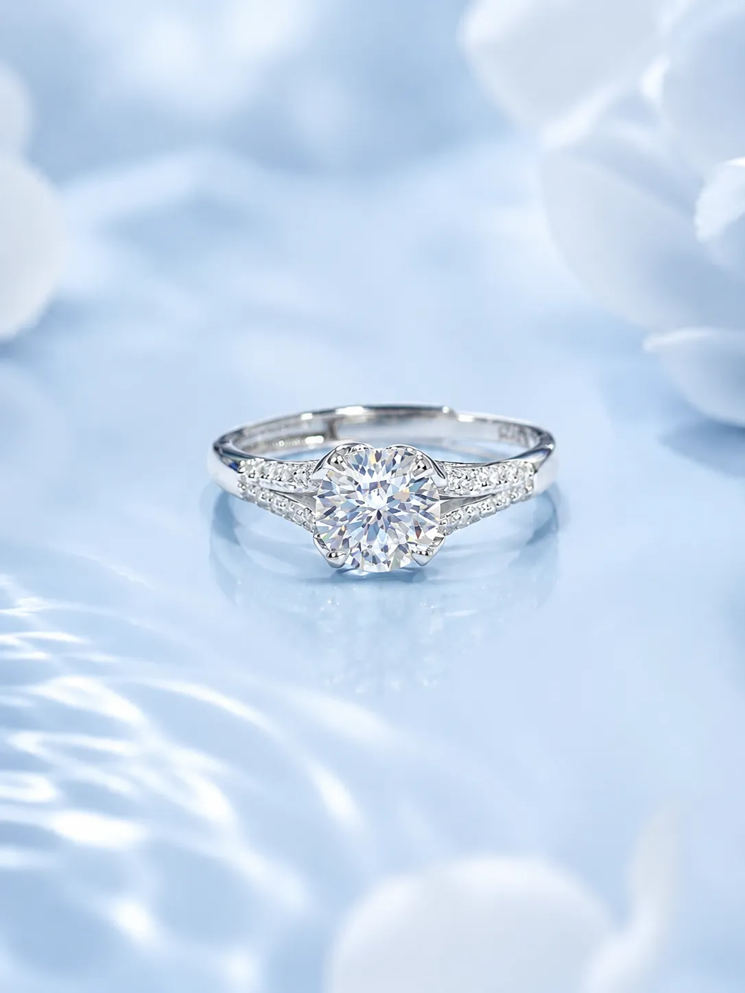 S925 Silver 1 Carat Diamond Crown Open Ring detail 1