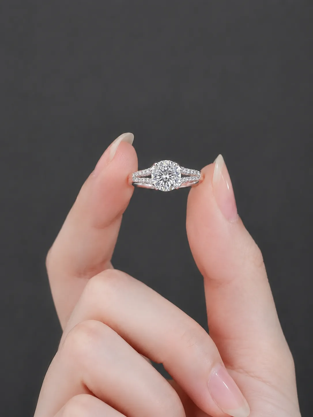 S925 Silver 1 Carat Diamond Crown Open Ring detail 2
