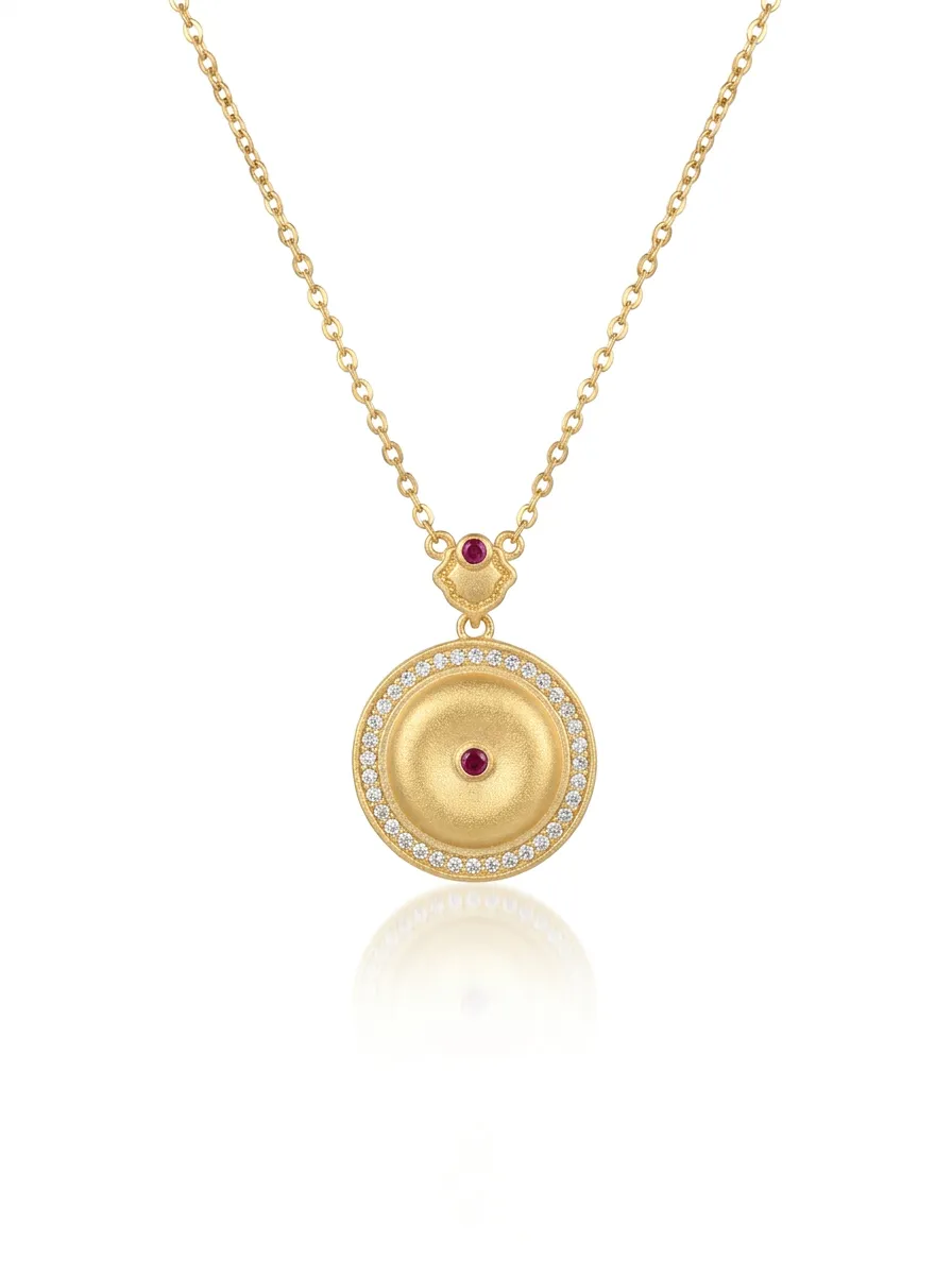 S925 Vintage Gold Round Gemstone Necklace