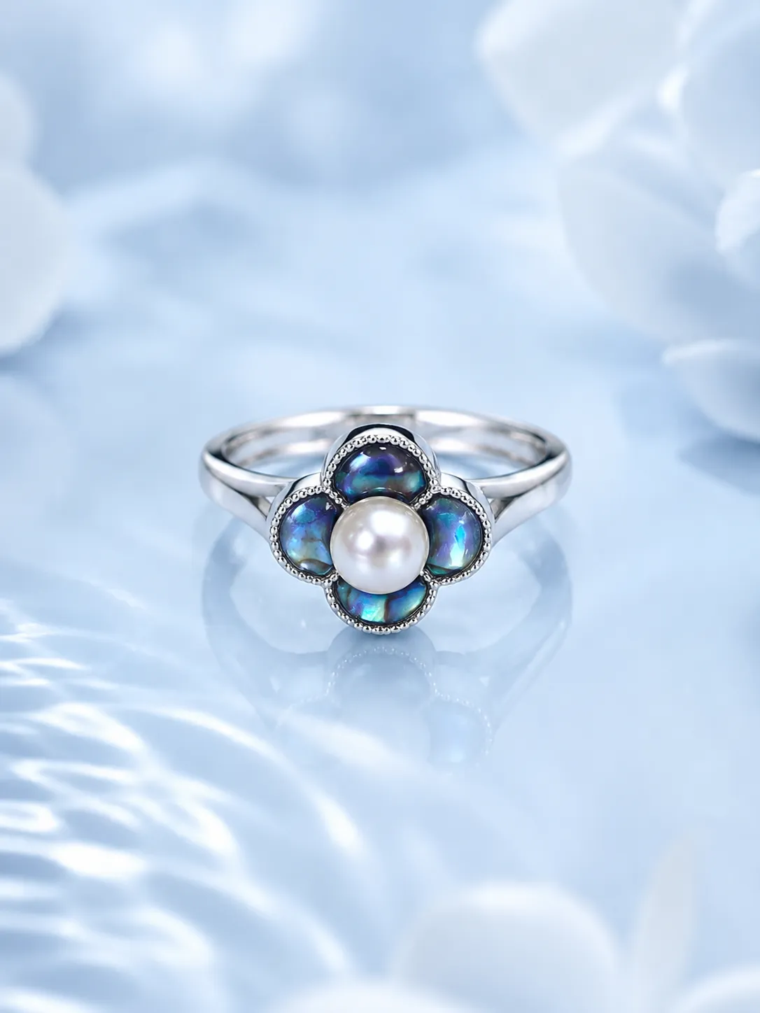 925 Silver Pearl Flower Freshwater Pearl Ring detail 1