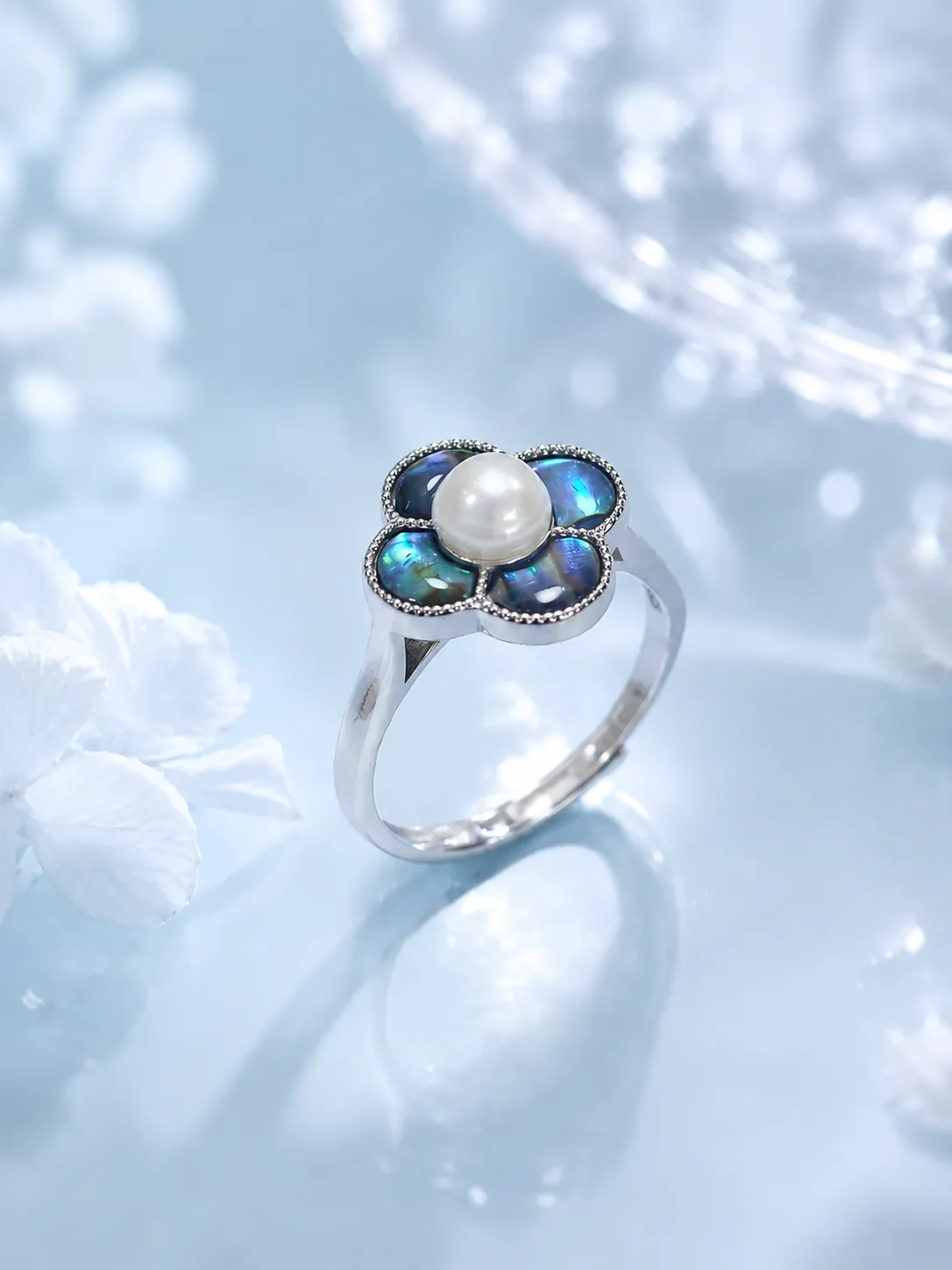 925 Silver Pearl Flower Freshwater Pearl Ring detail 2