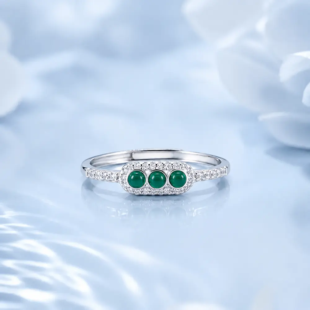 S925 Silver Green Agate Ring detail 1