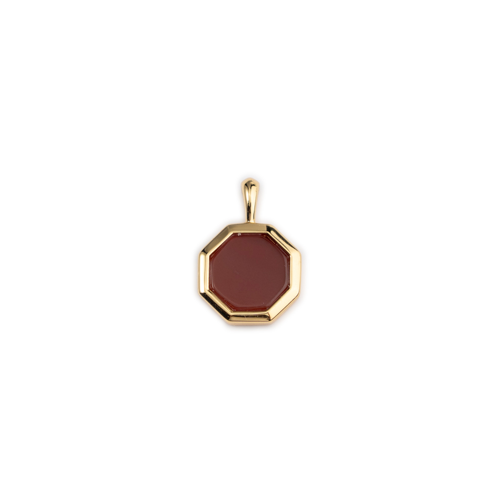 925 Silver Octagonal Red Agate Pendant