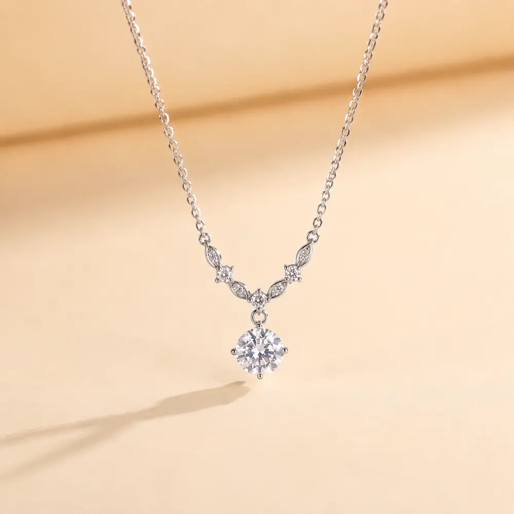 Sterling Silver Butterfly Zircon Necklace detail 2