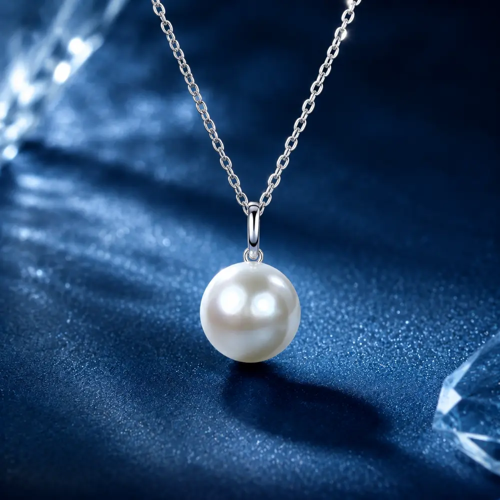 Simple 925 Silver Freshwater Pearl Necklace detail 1