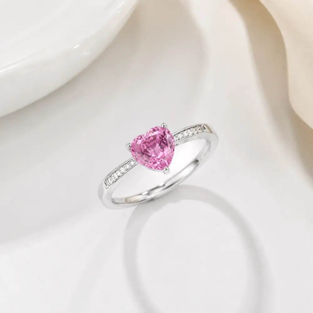 925 Silver Pink Frosted Open Ring detail 1