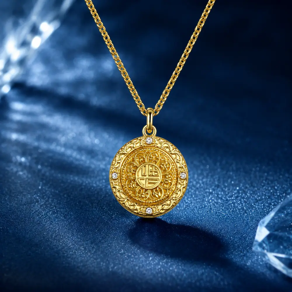 925 Silver Eight-Treasure Compass Round Necklace detail 1