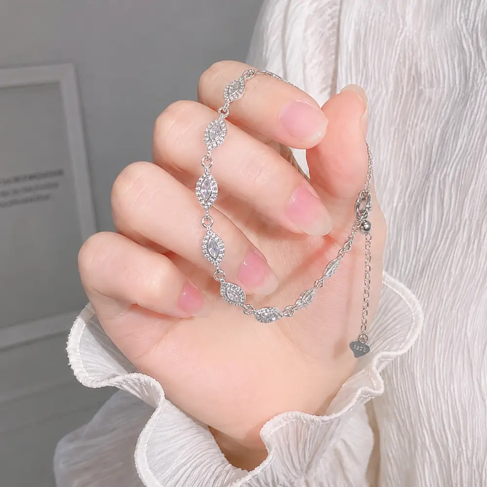 S925 Silver Evil Eye Cubic Zirconia Bracelet detail 2
