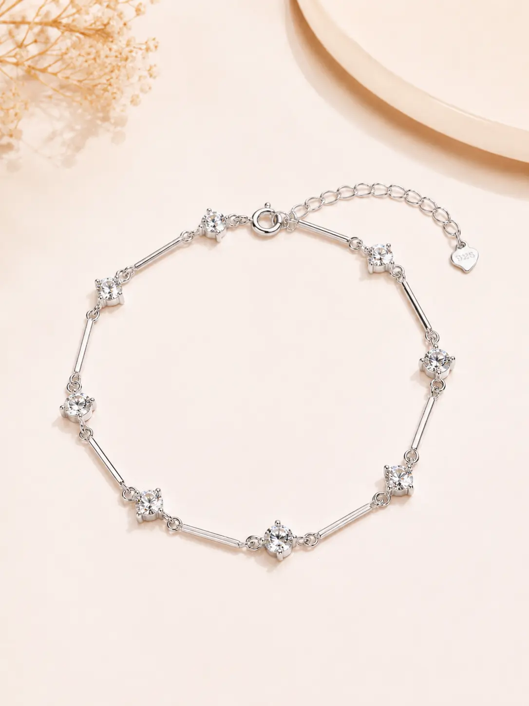 925 Silver Simple Rhinestone Bracelet detail 2