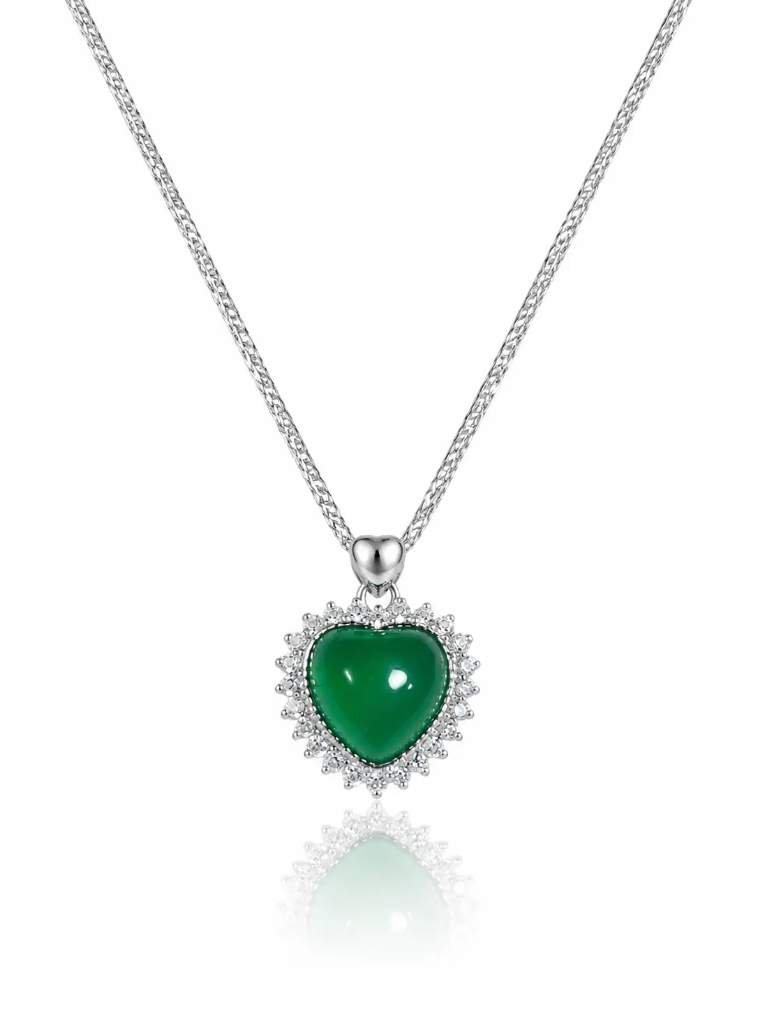 925 Silver Green Heart Zircon Necklace