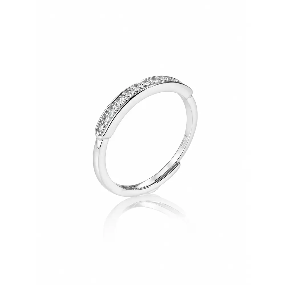 Simple Inlay Diamond Moissanite 925 Silver Ring