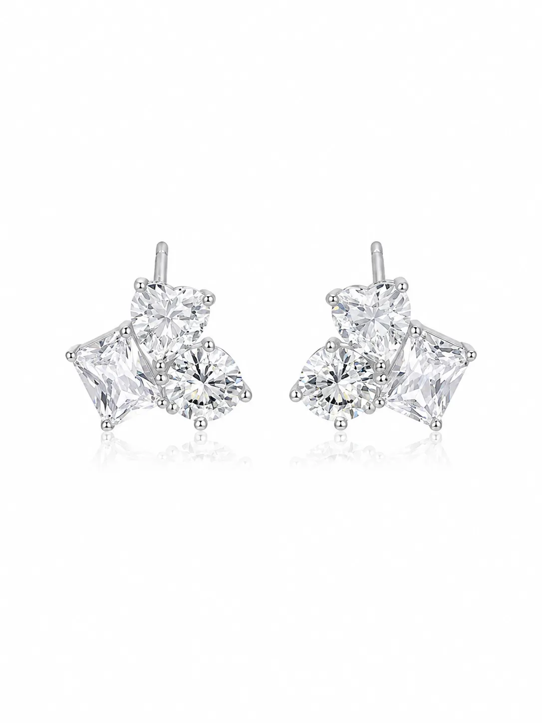 925 Silver Zircon Flower Cluster Sparkling 0.50ct Moissanite Stud Earrings