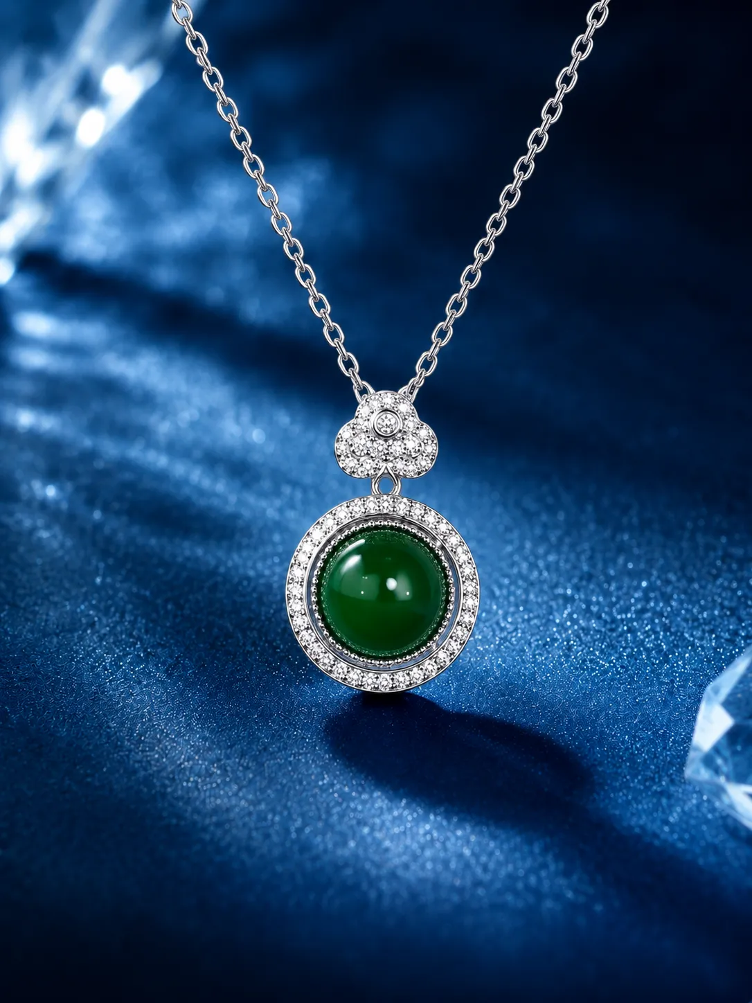 925 Silver Green Agate Round Pendant detail 2
