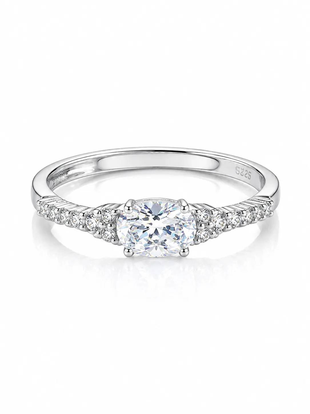 925 Silver Round Center Stone Diamond Ring