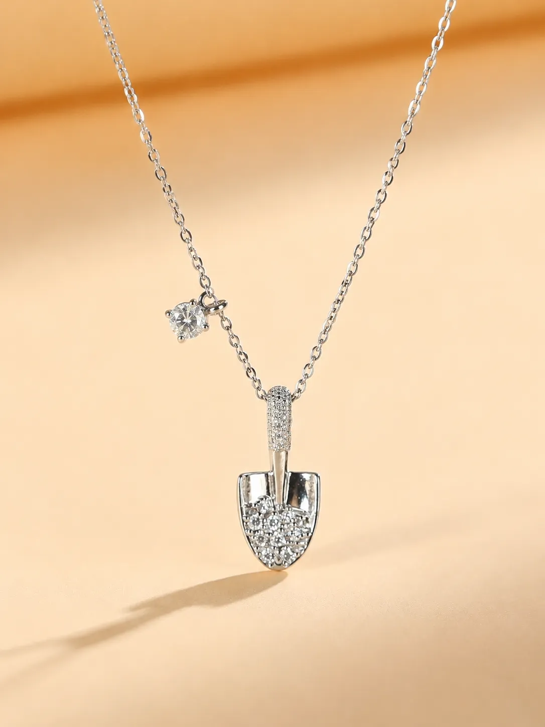 Crystal Mini Shovel Diamond Pendant Necklace detail 2
