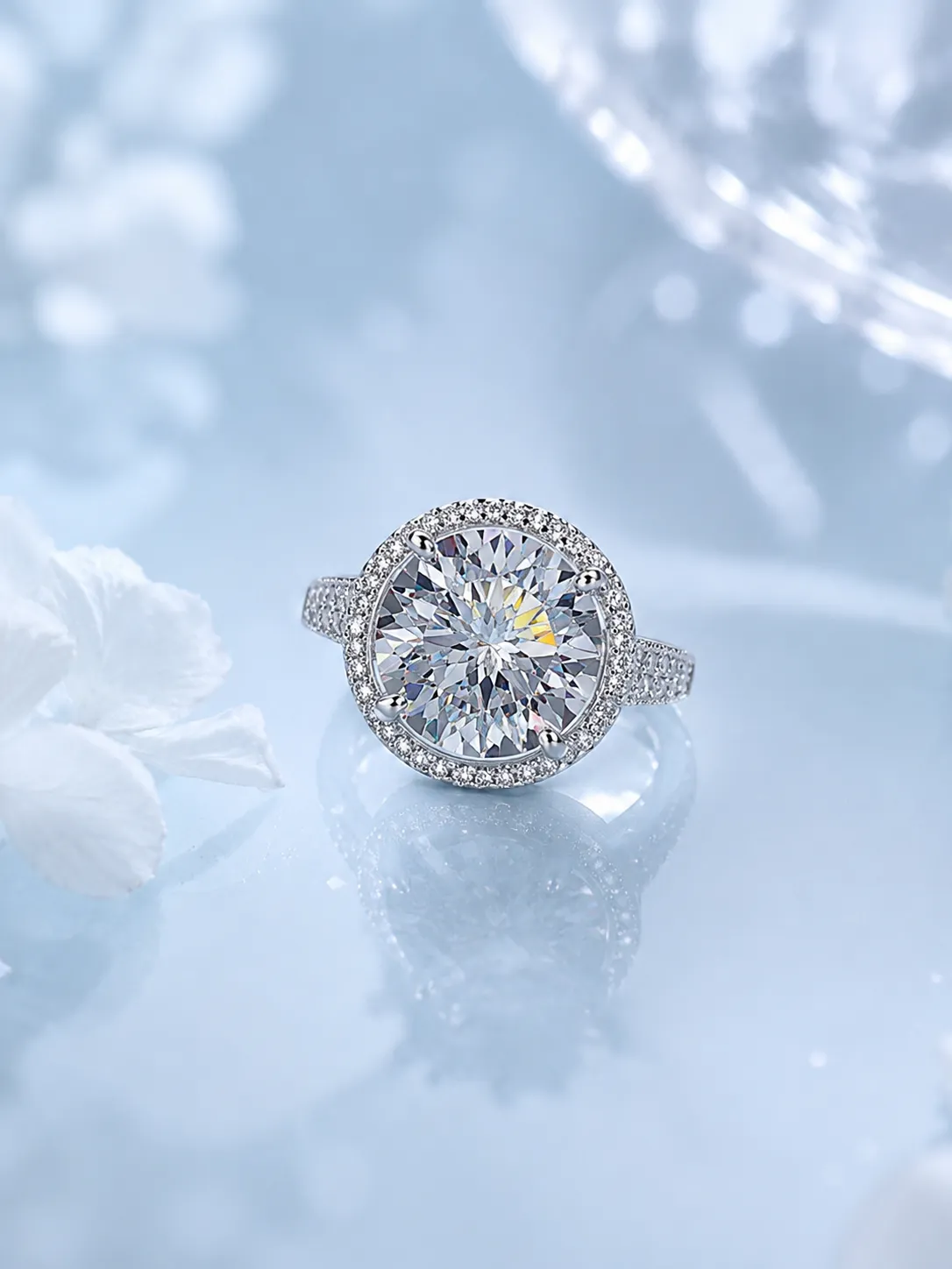 S925 Silver Round 5 Carat Moissanite Ring detail 1