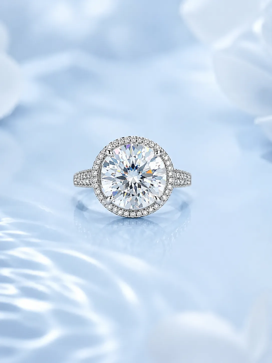 S925 Silver Round 5 Carat Moissanite Ring detail 2