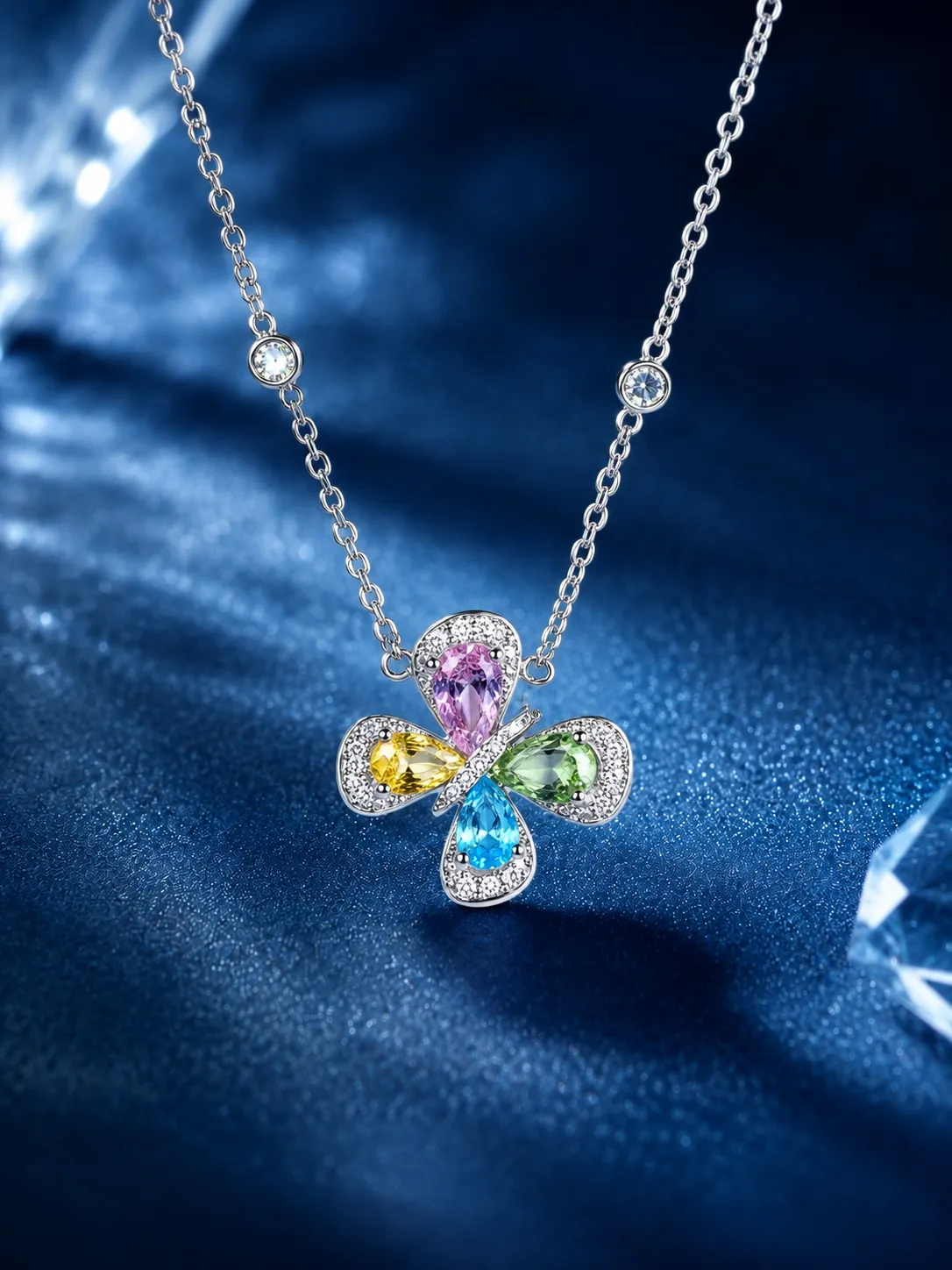 Colorful Butterfly S925 Silver Necklace detail 1