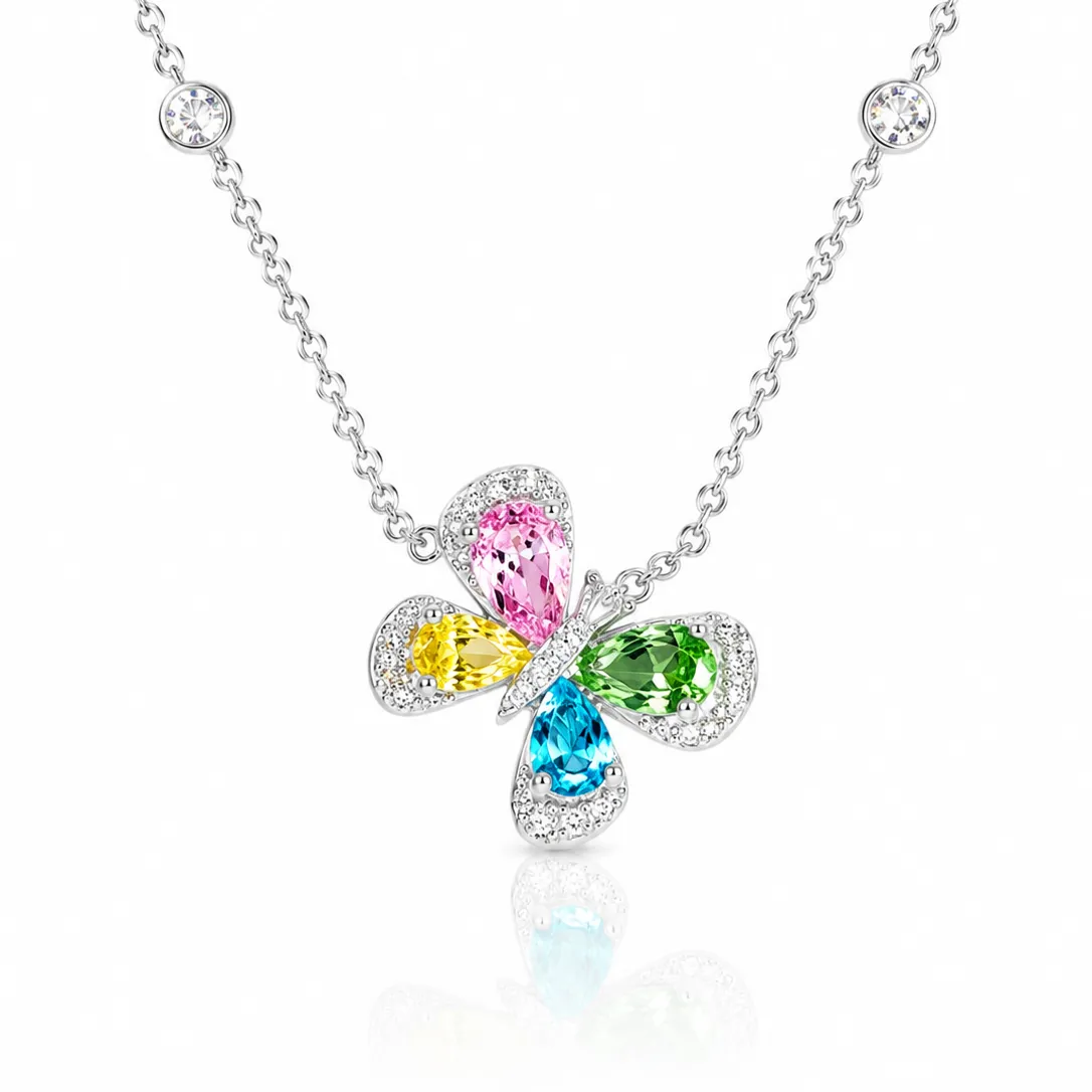 Colorful Butterfly S925 Silver Necklace detail 2