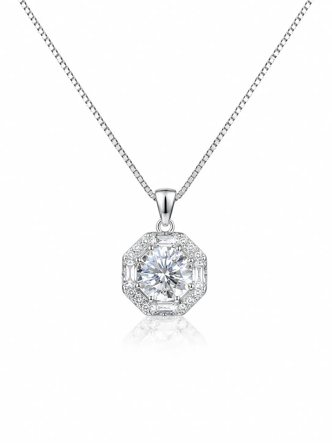 S925 octagon diamond 1-carat pendant