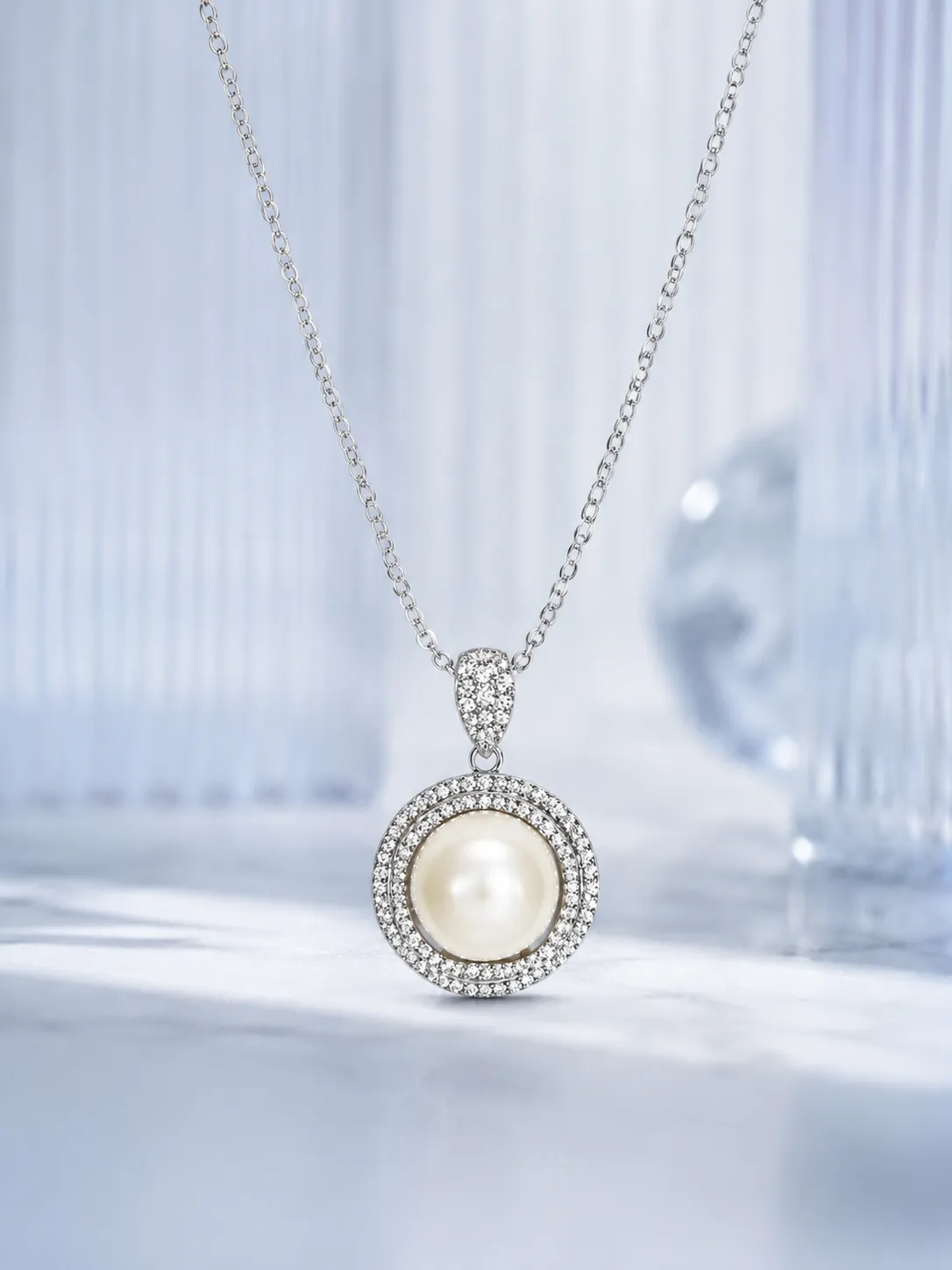 s925 light luxury zircon freshwater pearl necklace detail 1