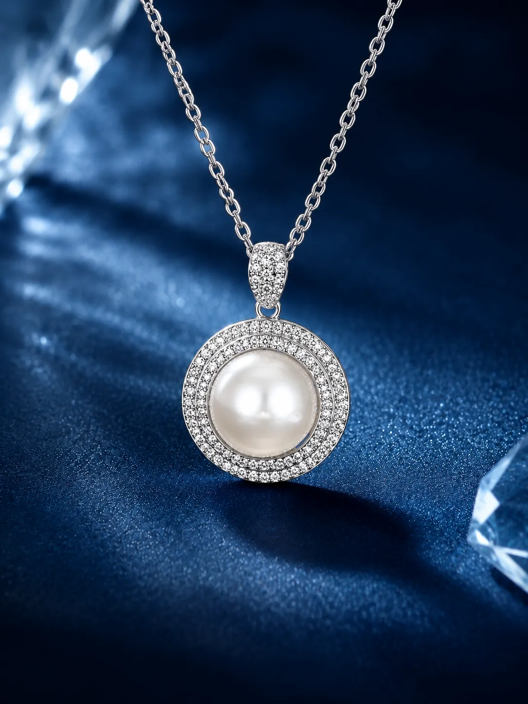 s925 light luxury zircon freshwater pearl necklace detail 2