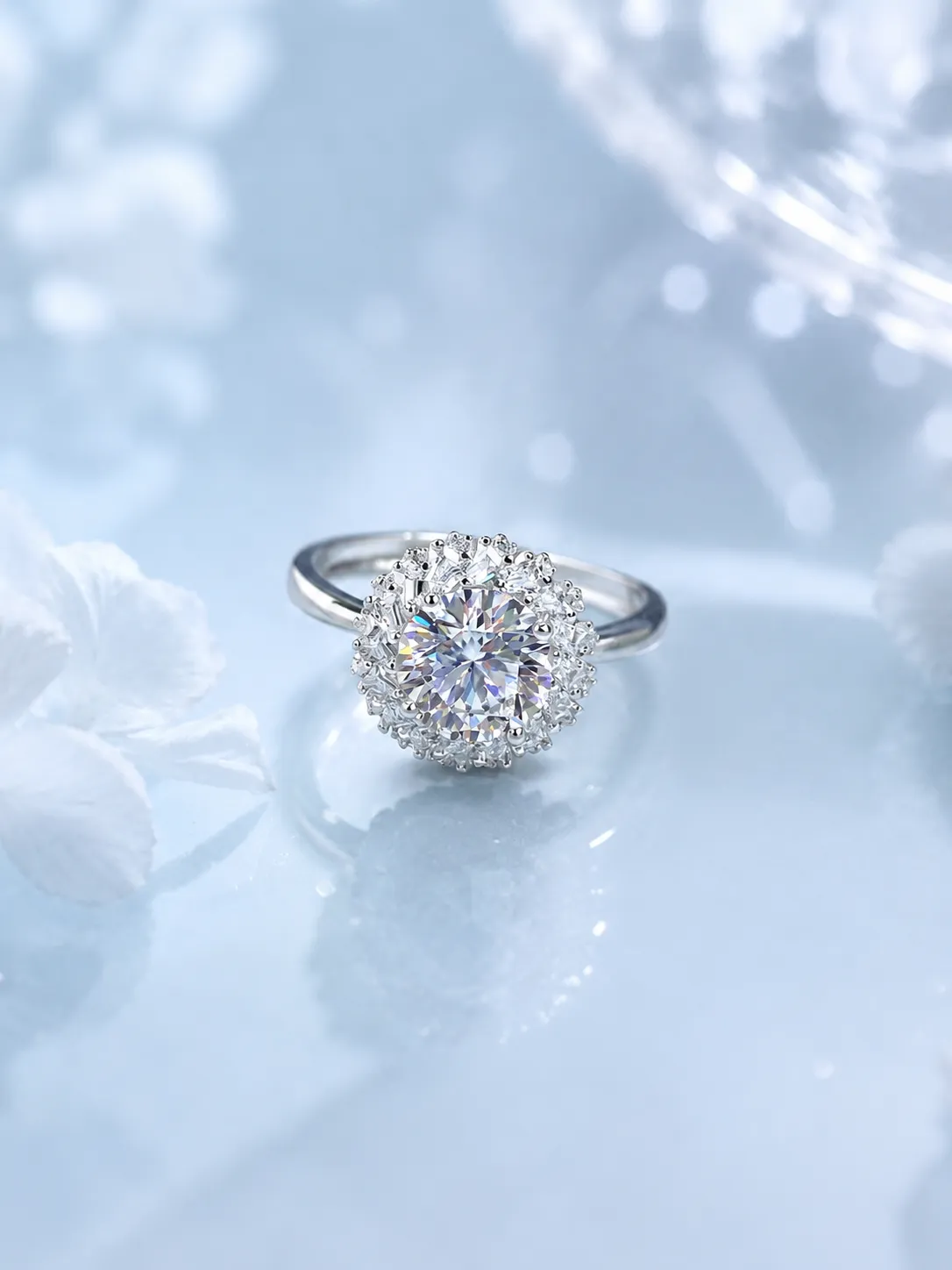 925 Silver Round 2 Carat Moissanite Ring detail 1