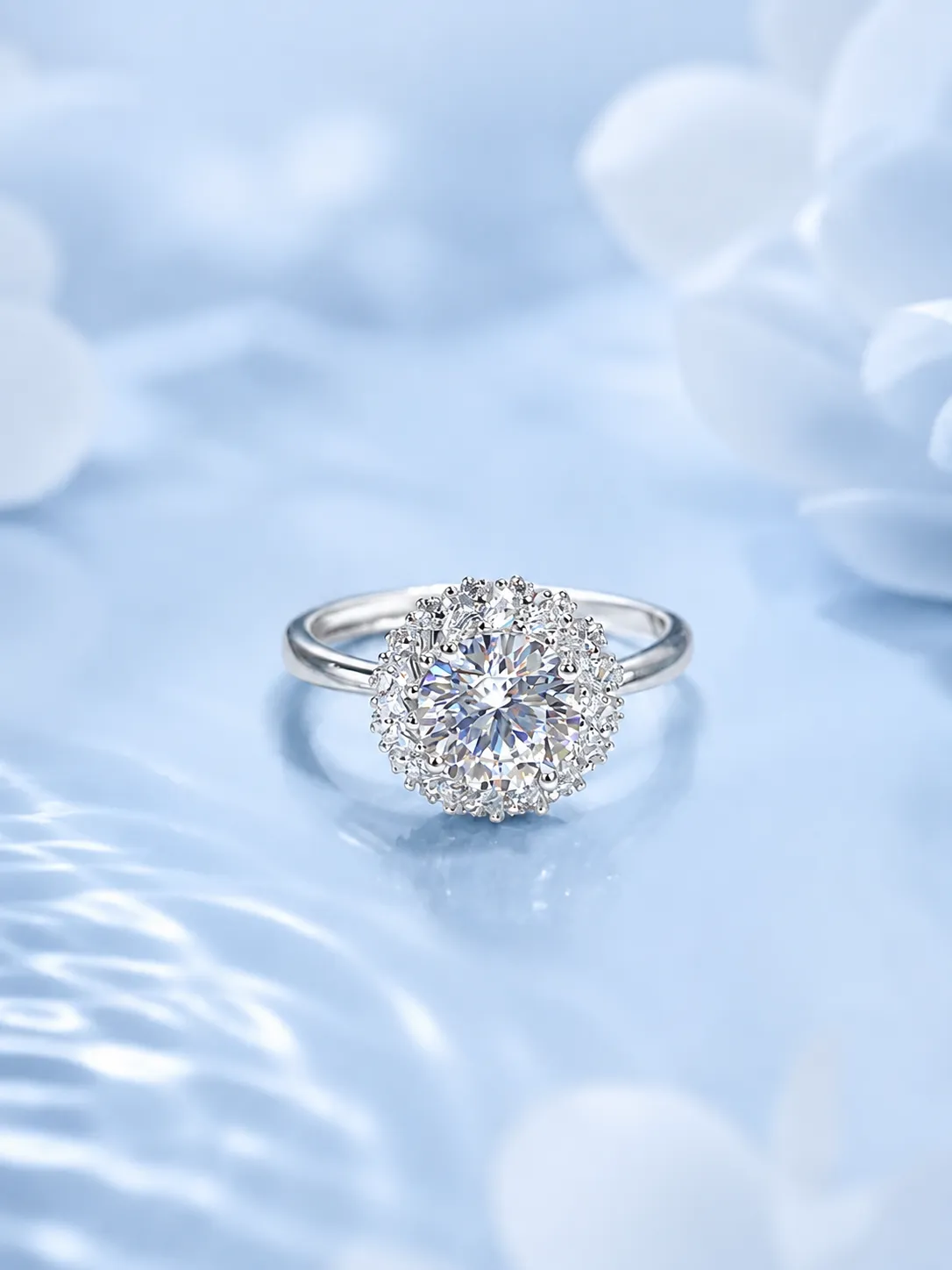 925 Silver Round 2 Carat Moissanite Ring detail 2