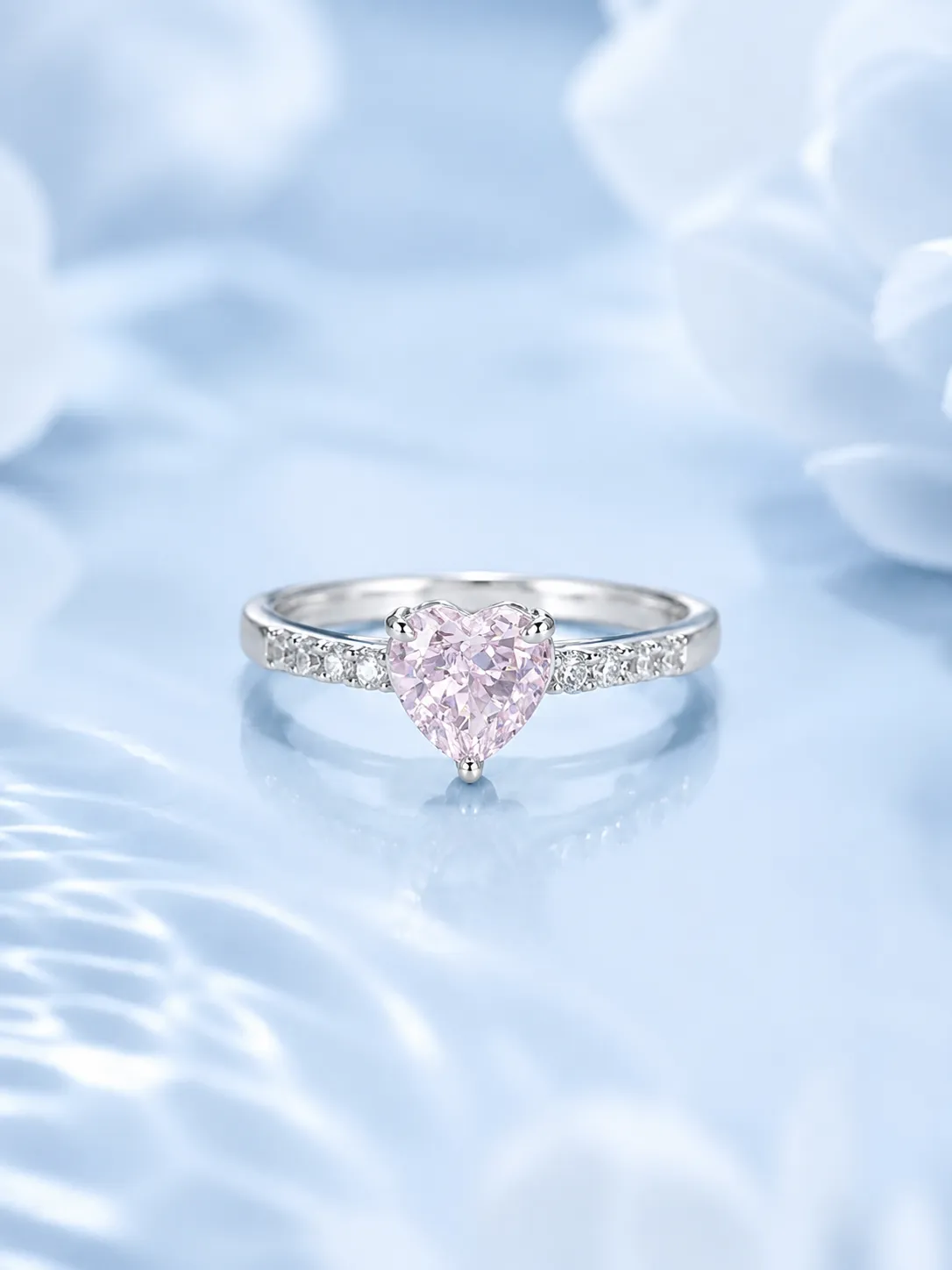 925 sterling silver ring with pink ice flower inlay detail 2