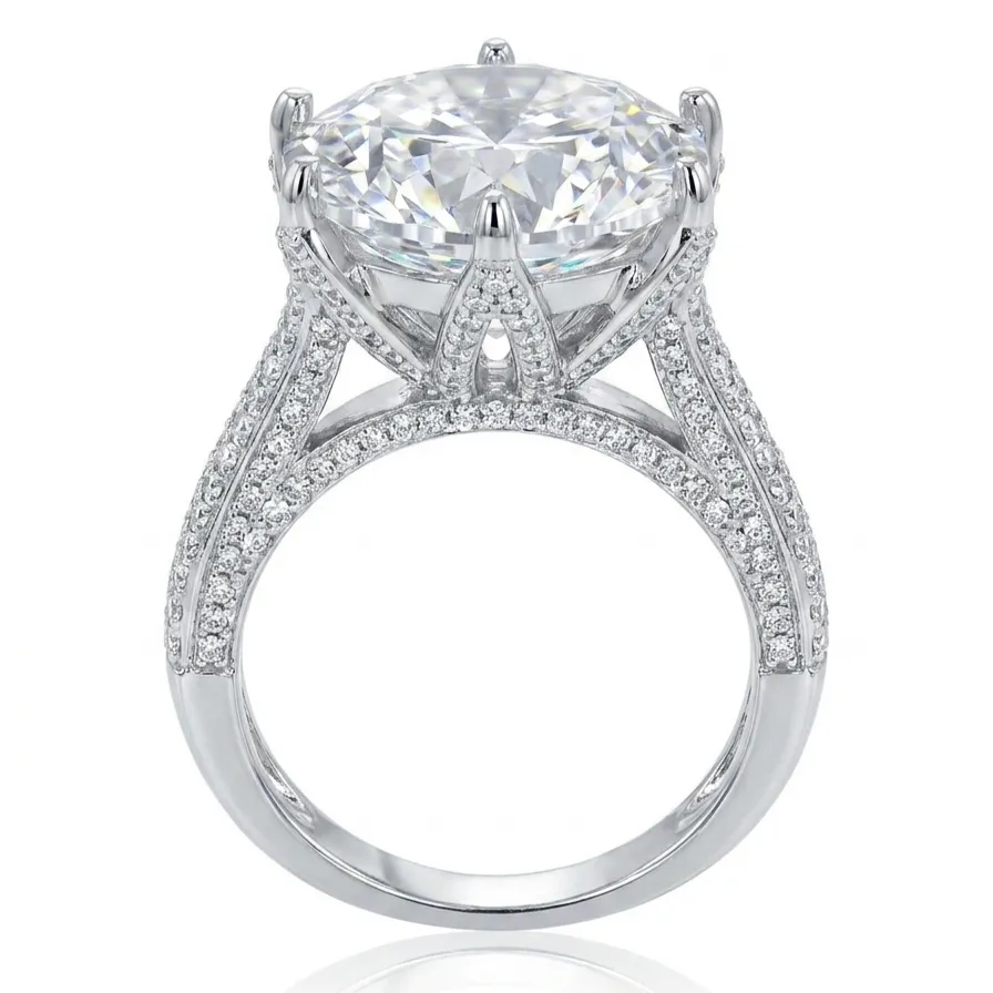 S925 Silver Classic Six-Prong 10 Carat Moissanite Ring