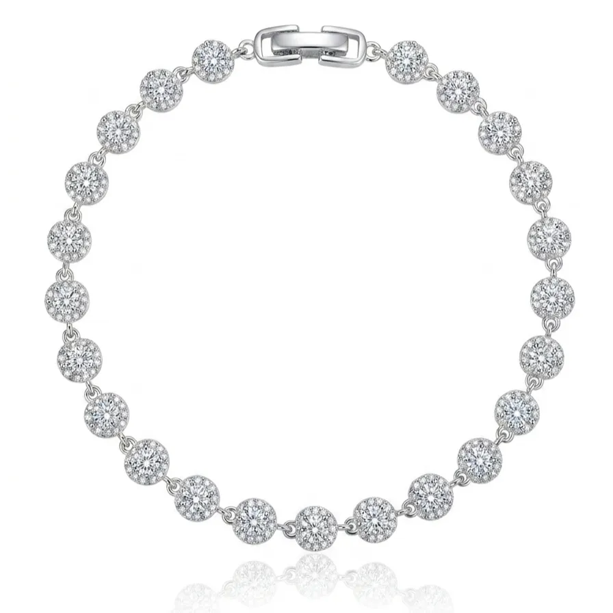 S925 Silver Round Full Diamond Fashion Bracelet