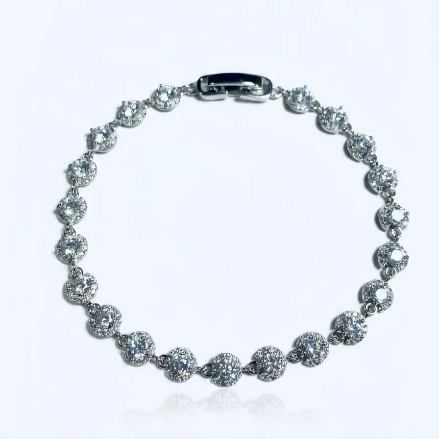 S925 Silver Round Full Diamond Fashion Bracelet detail 1