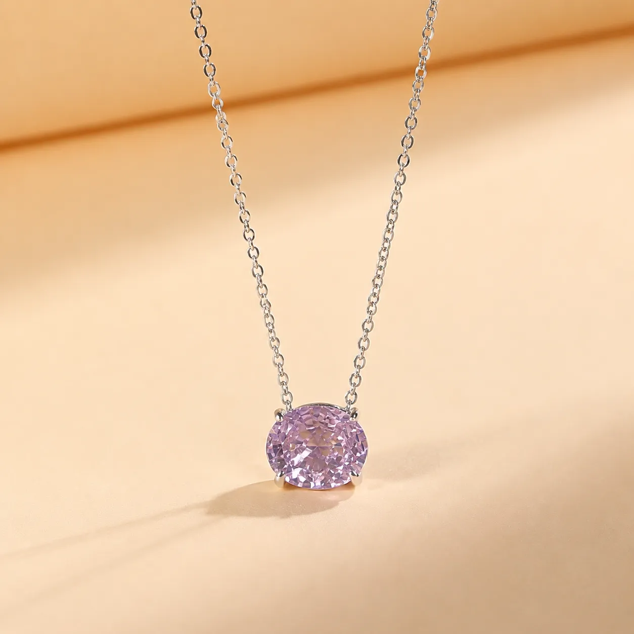 S925 Silver Pink Frost Flower Pendant Necklace detail 2