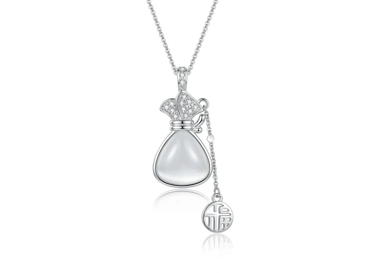 s925 Silver Teardrop Cat's Eye Pendant Necklace