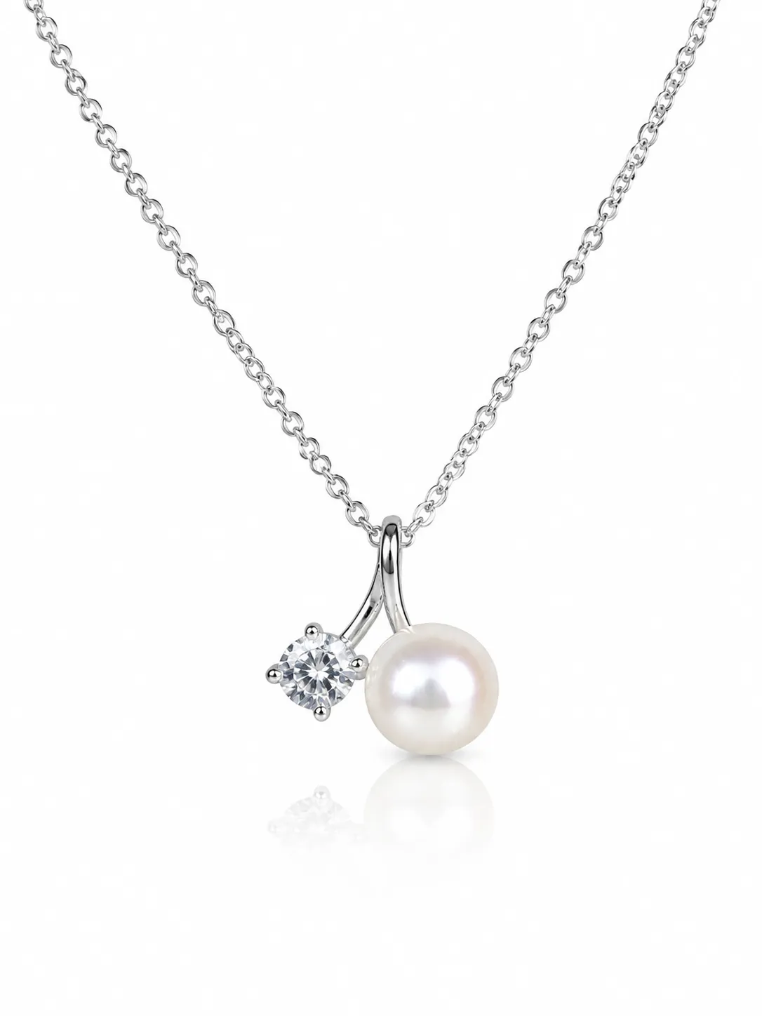 S925 Silver Pearl Freshwater Pearl Diamond Necklace