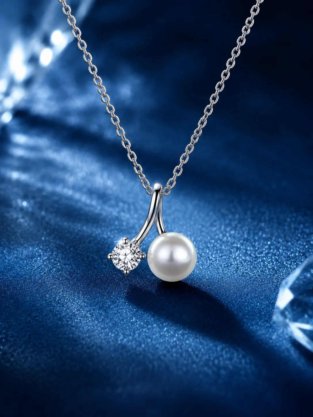 S925 Silver Pearl Freshwater Pearl Diamond Necklace detail 2