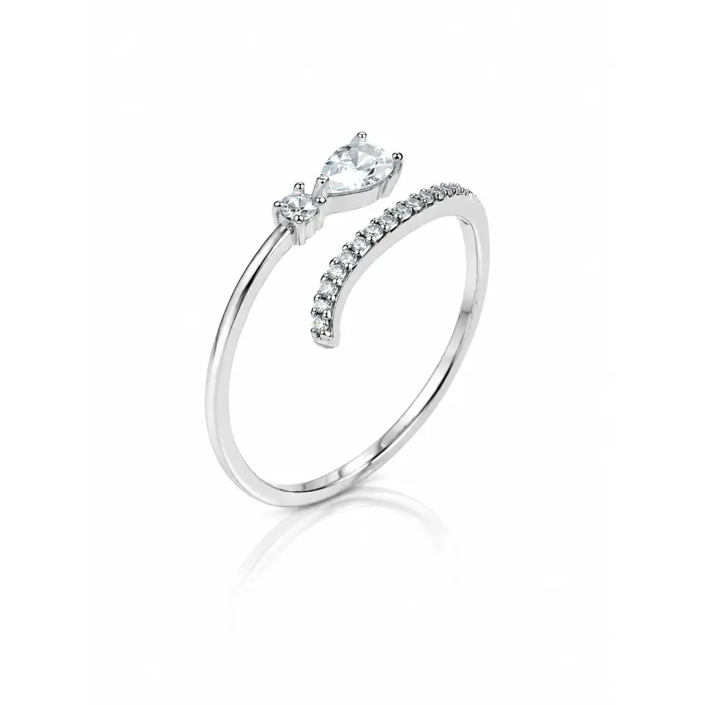 S925 Silver Waterdrop Delicate Open Ring