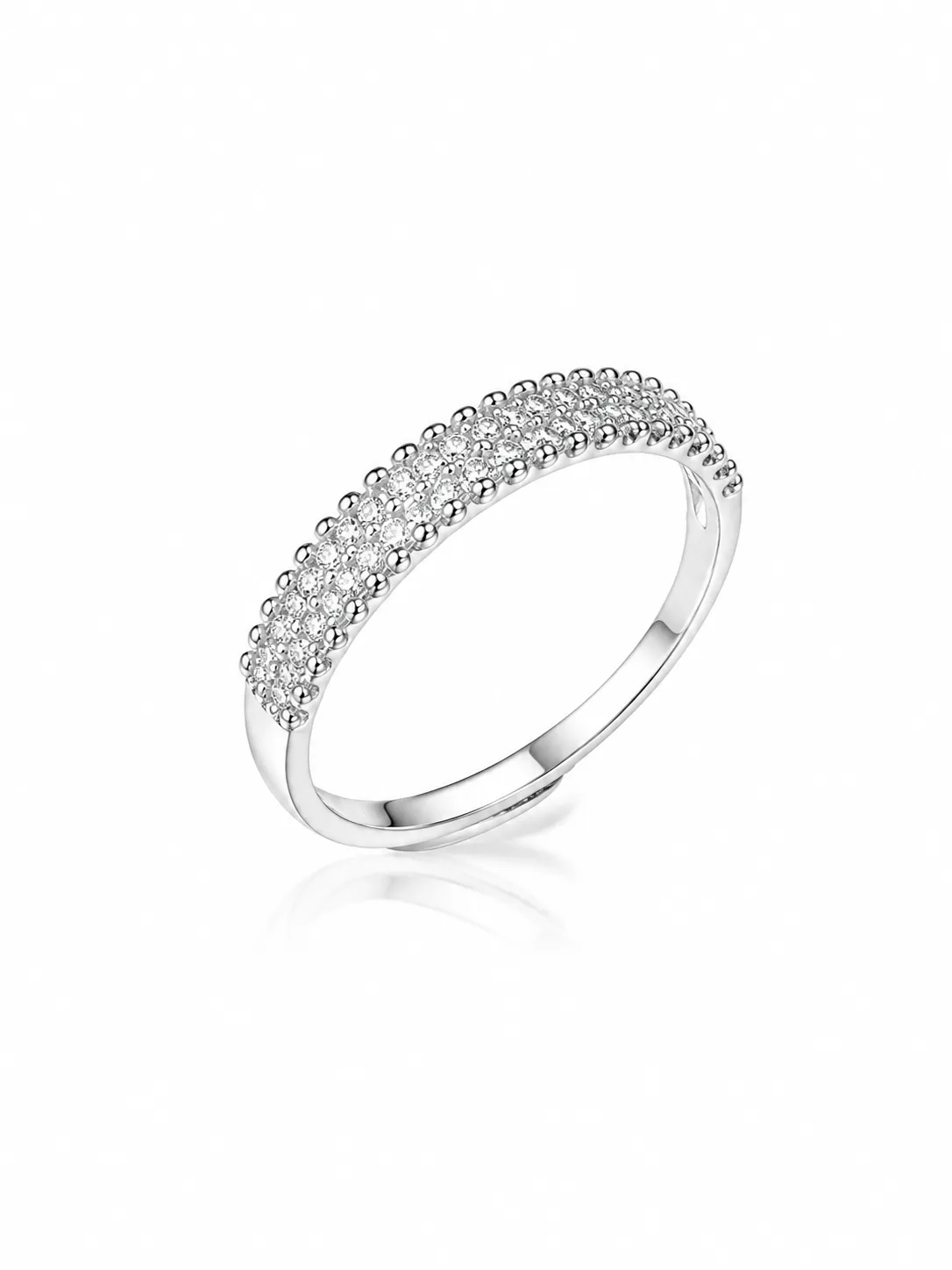 925 Silver Micro-Paved Zircon Double Row Open Ring