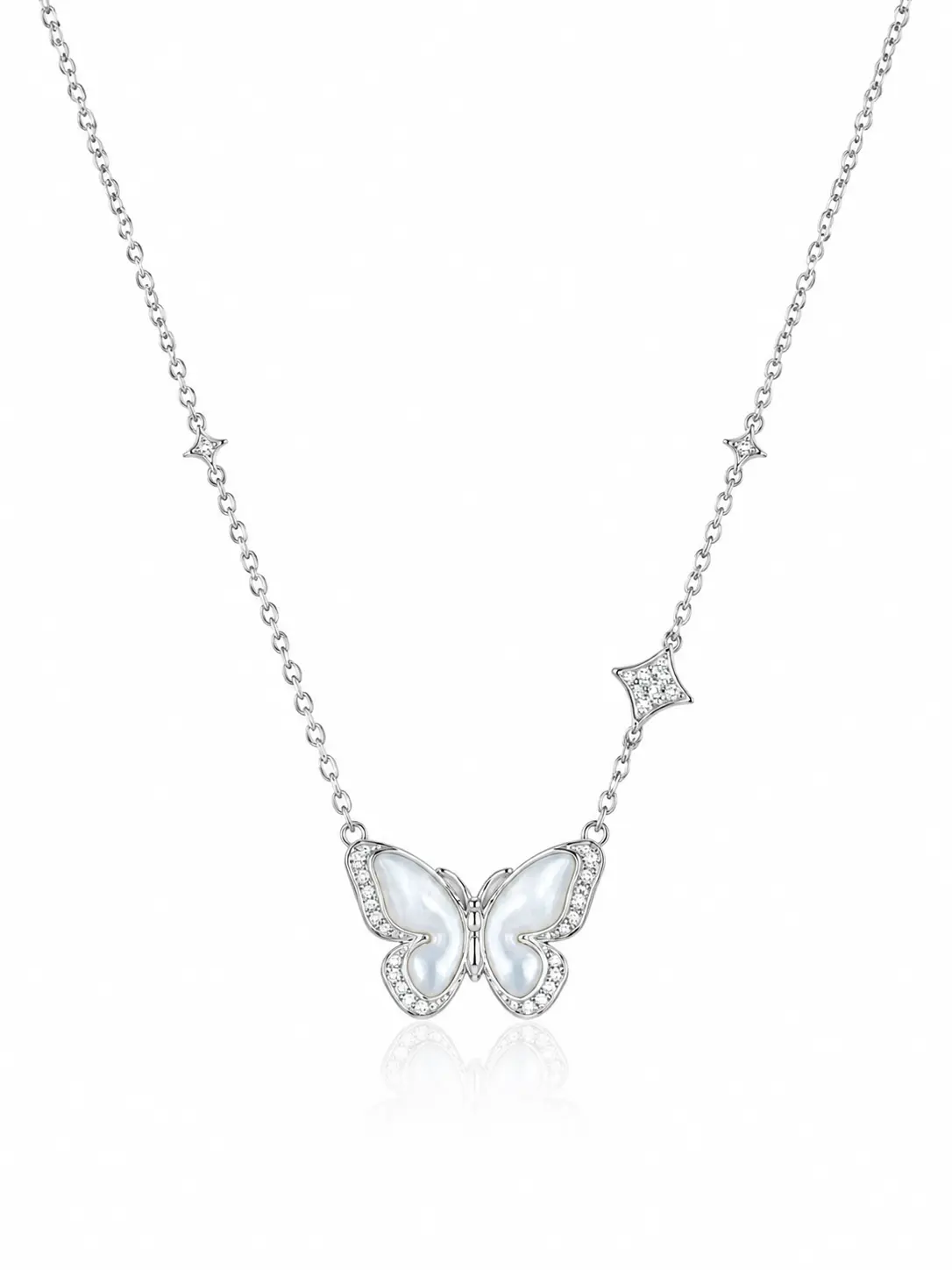 S925 Silver Butterfly Mother-of-Pearl Necklace