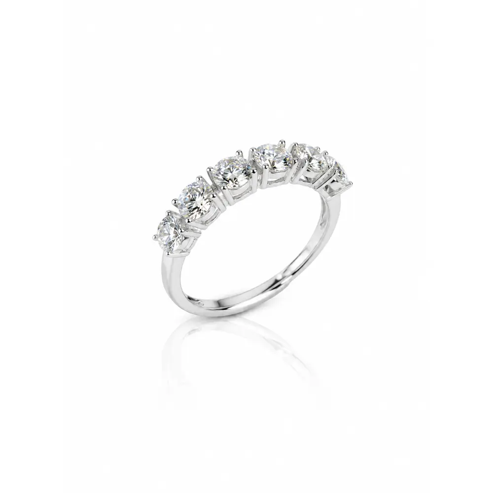 Delicate 925 Sterling Silver Pave Set Moissanite Half-Eternity Ring