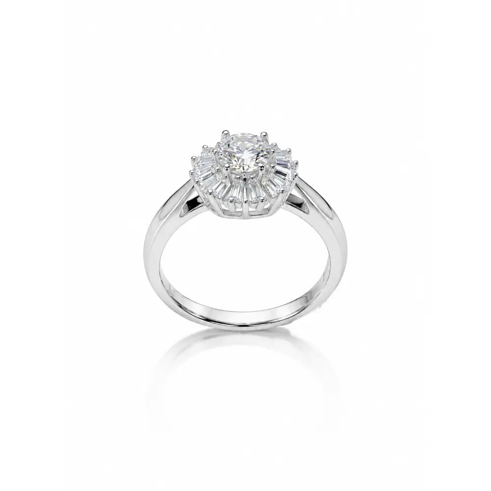 S925 Silver Petal 1 Carat Moissanite Ring
