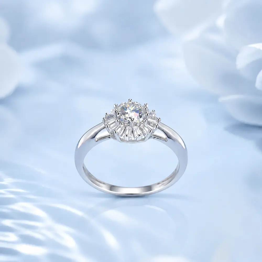S925 Silver Petal 1 Carat Moissanite Ring detail 1