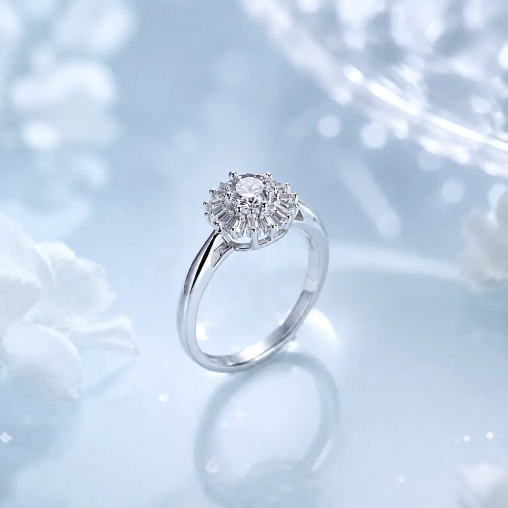 S925 Silver Petal 1 Carat Moissanite Ring detail 2