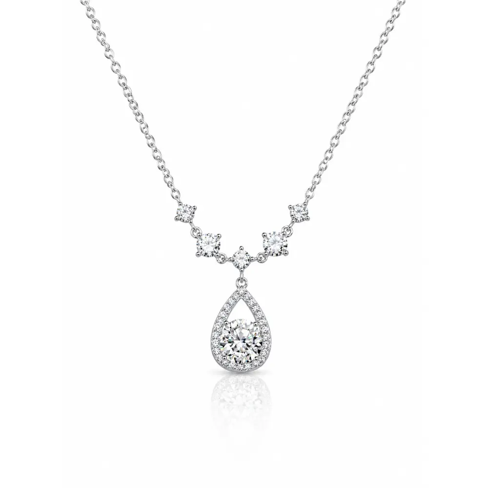 S925 Silver Water Drop Moissanite Diamond Necklace