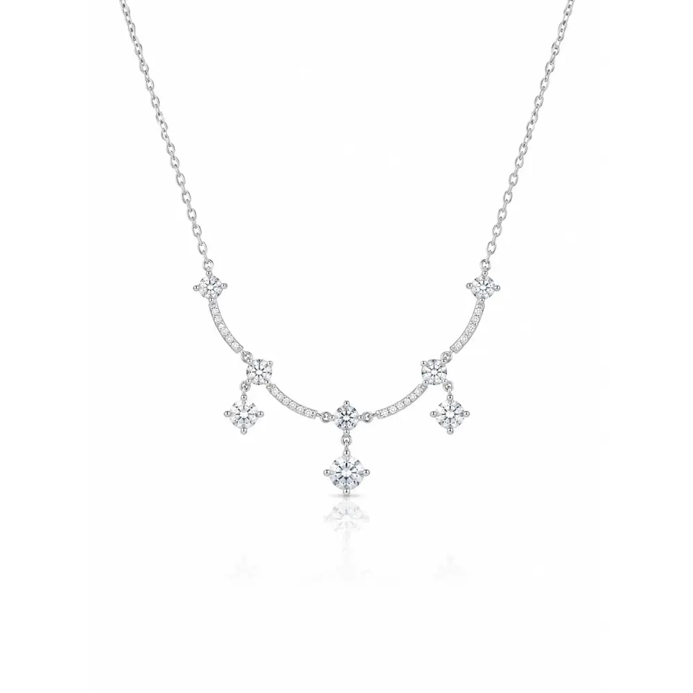 Light Luxury Curved Moissanite Pendant Necklace
