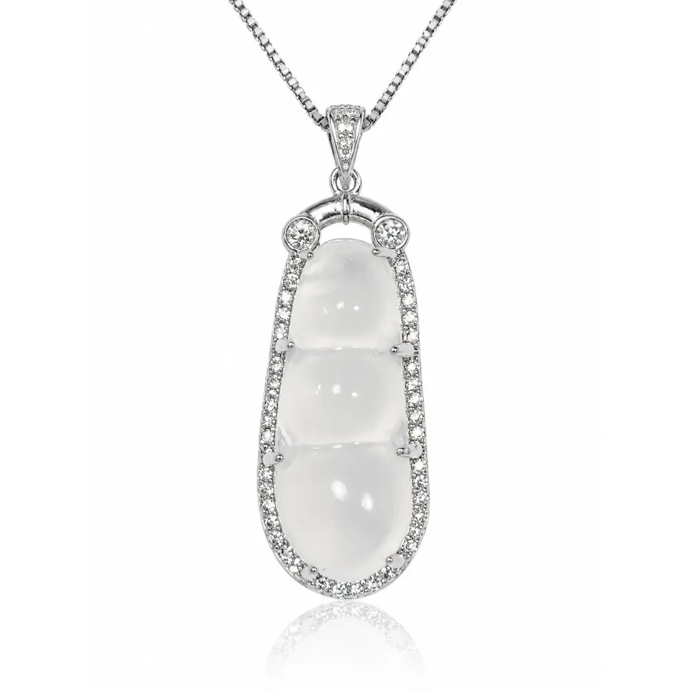 Silver Inlaid Three-Pearl Shimmer Pendant Necklace