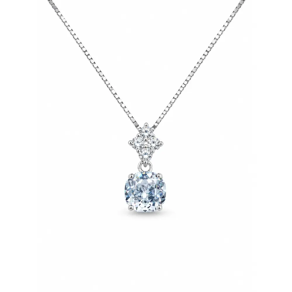 Blue Crystal Diamond Inlaid Pendant Necklace